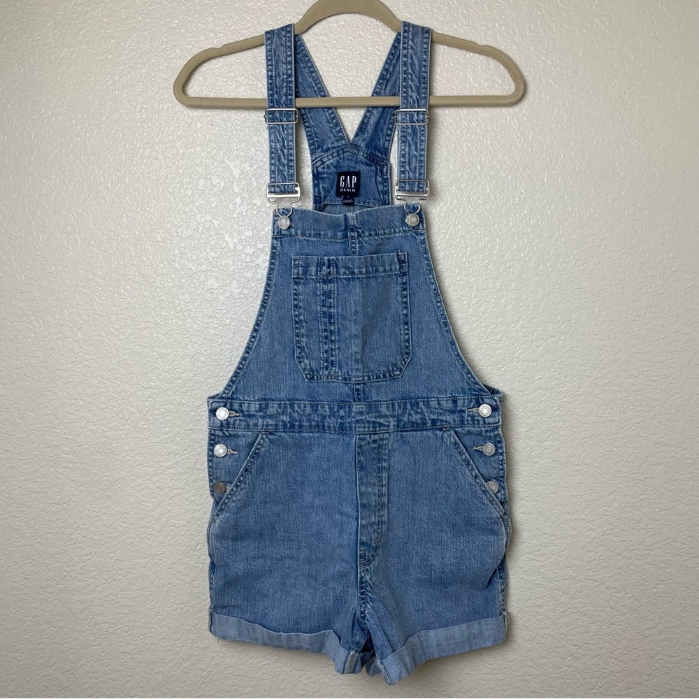 GAP Denim Blue Jean Cuffed Short Overalls (Shortalls)
